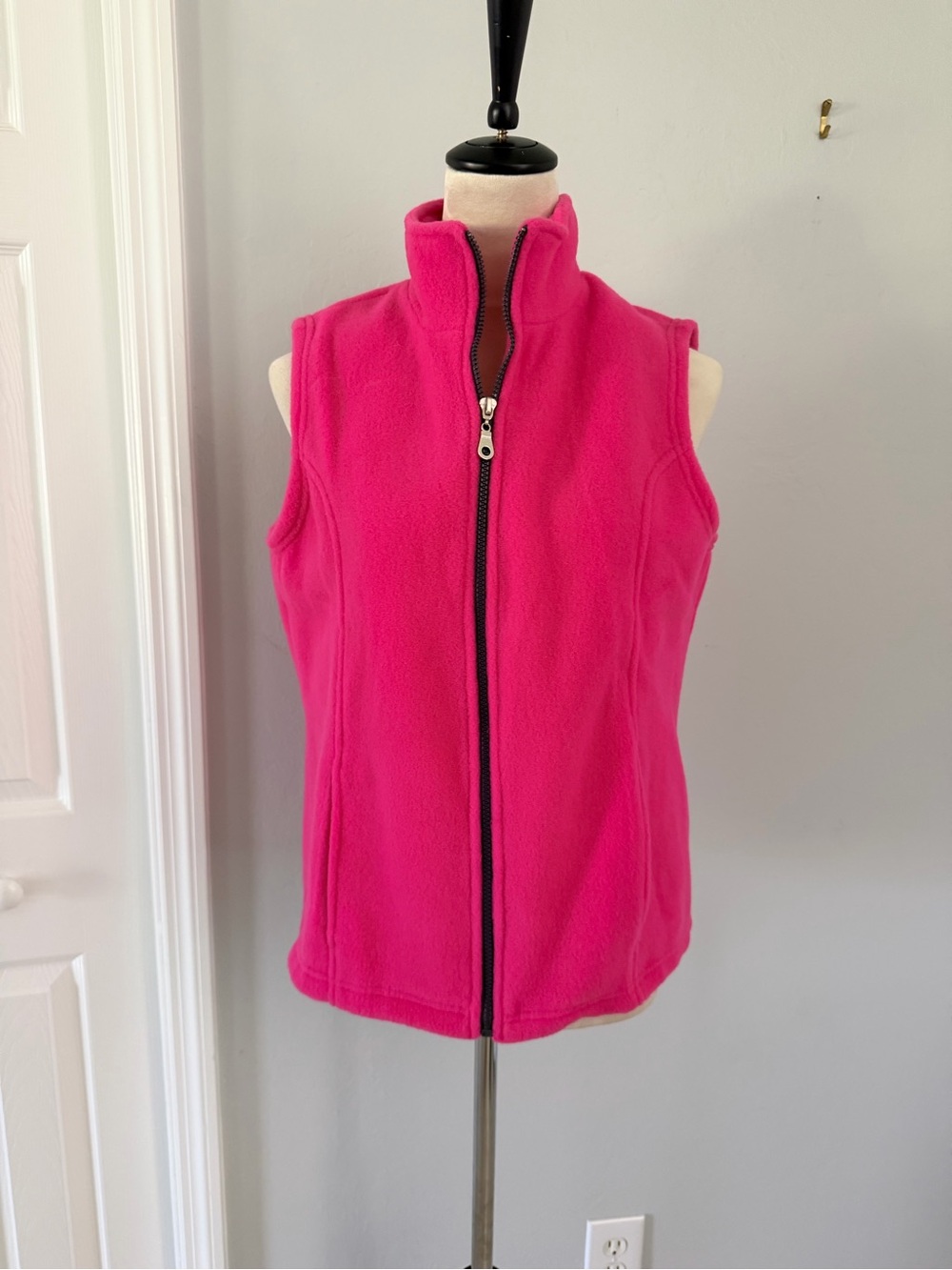 Vintage Neiman Marcus Pink Fleece Zip Vest Medium USA Made